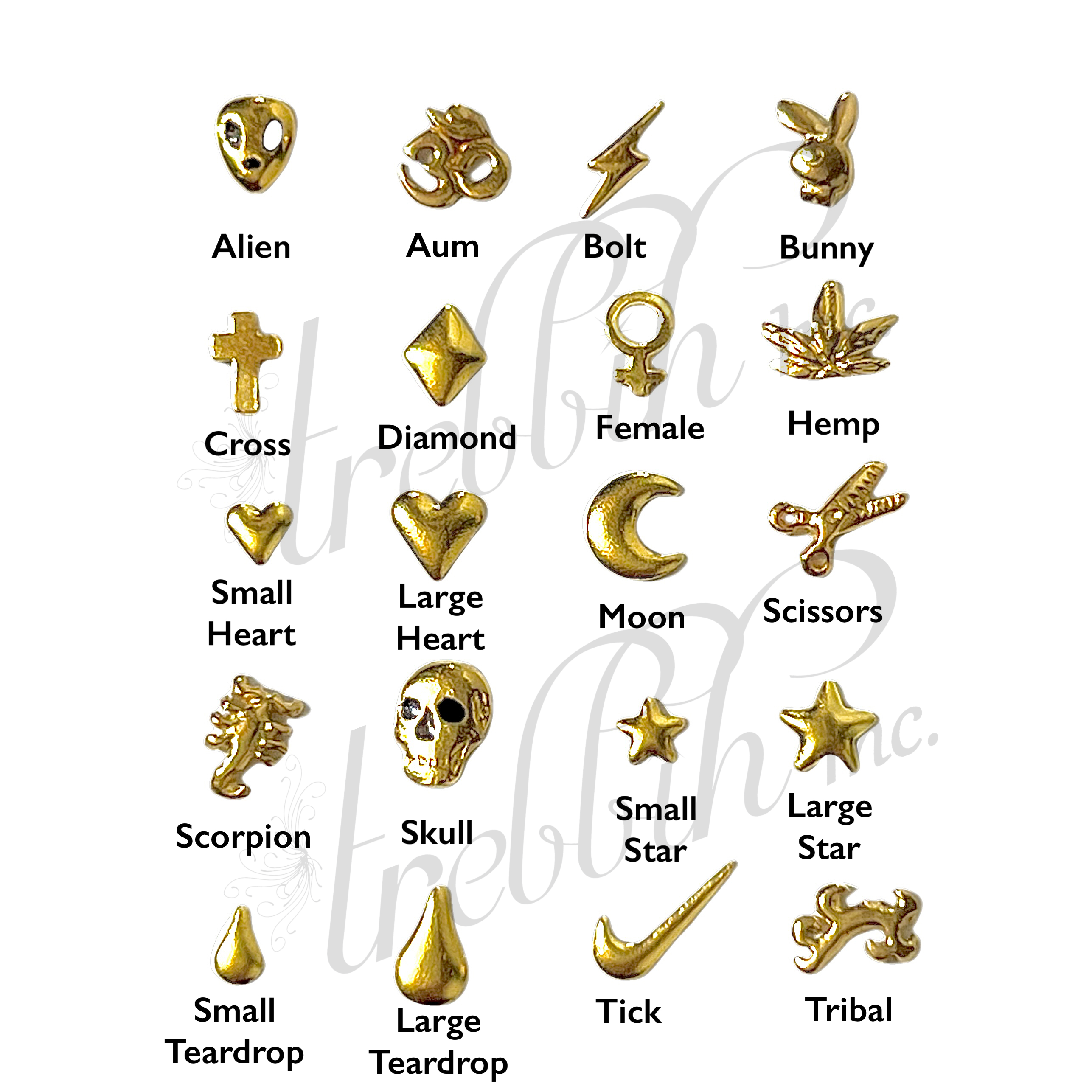 Gold Zodiac Tooth Gems