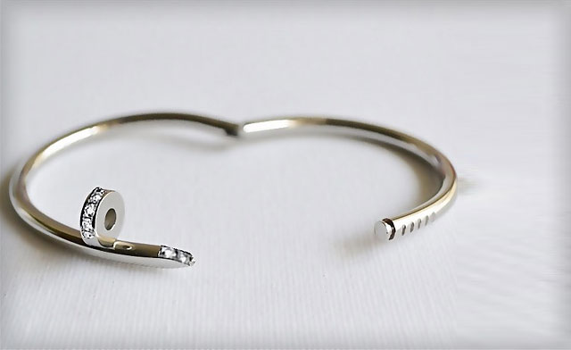 Cartier Inspired Bent Nail Bracelet – Swarovski Tooth Crystals & Tooth  Jewelry